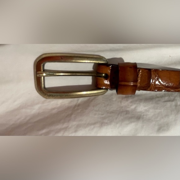 Excursion reptile brown skinny leather belt with brass buckle - Picture 2 of 4